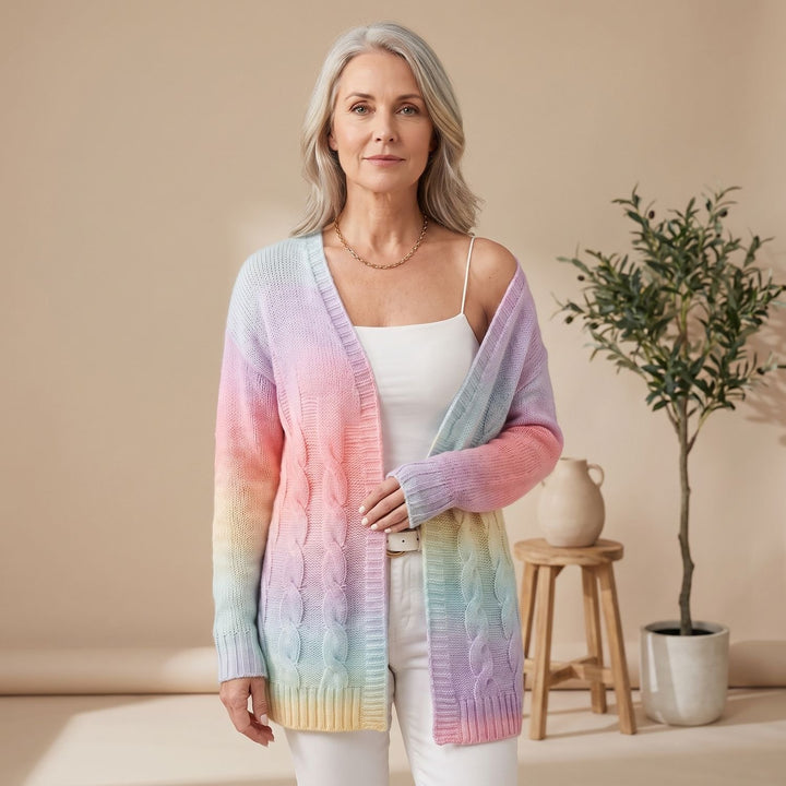 Women's Open-Front Cable Knit Cardigan Long Duster Sweater
