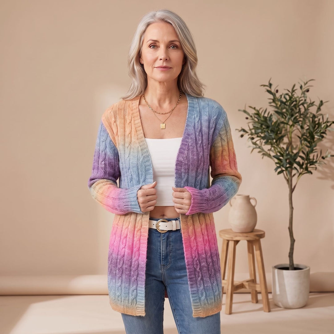 Women's Open-Front Cable Knit Cardigan Long Duster Sweater
