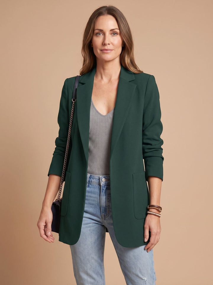Women's Open-Front Lapel Long-Sleeve Casual Smart Blazer