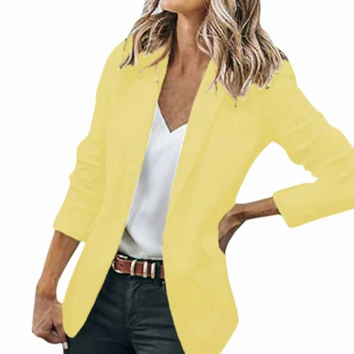 Women's Open Front Long Sleeve Work Blazer - Yellow