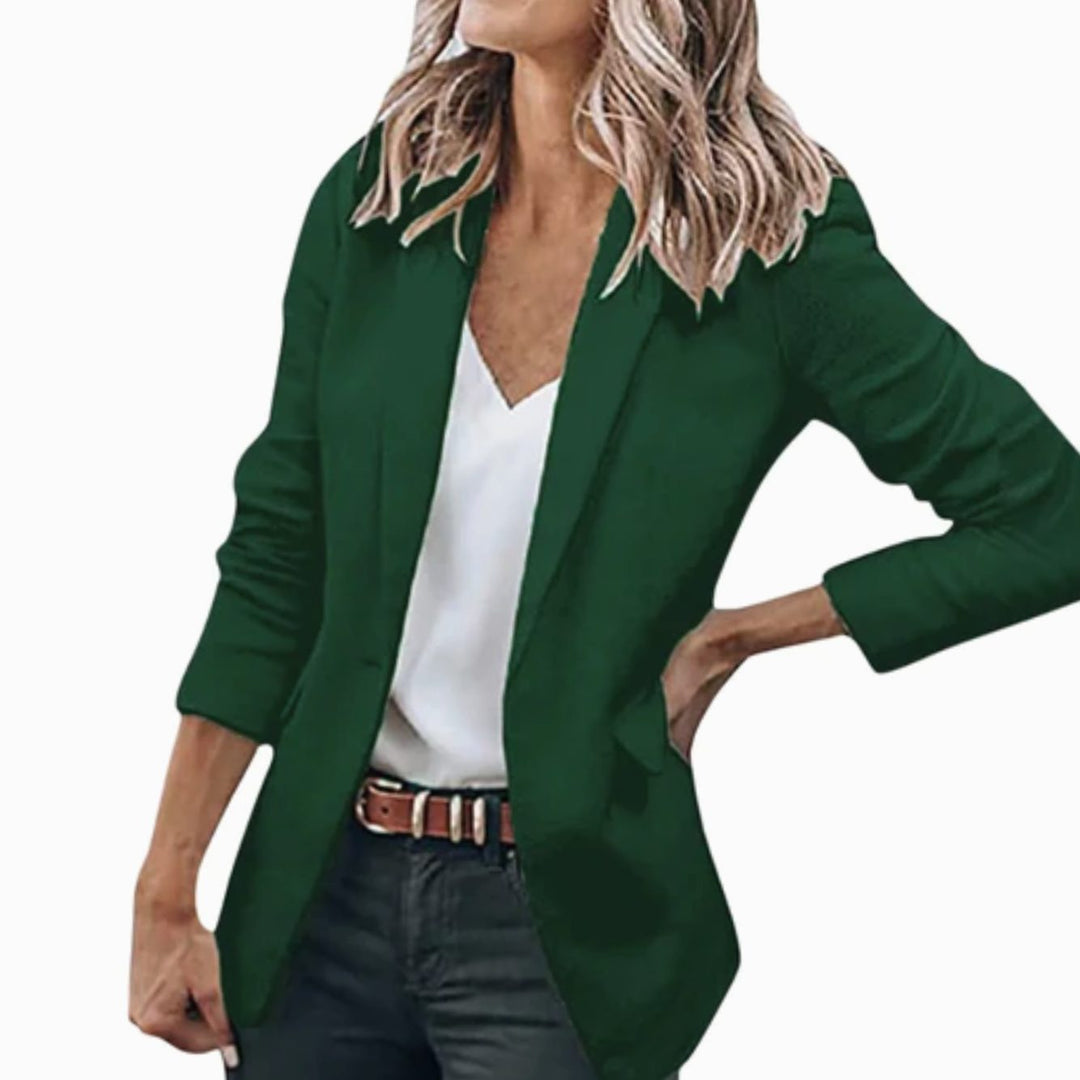 Women's Open Front Long Sleeve Work Blazer - Green