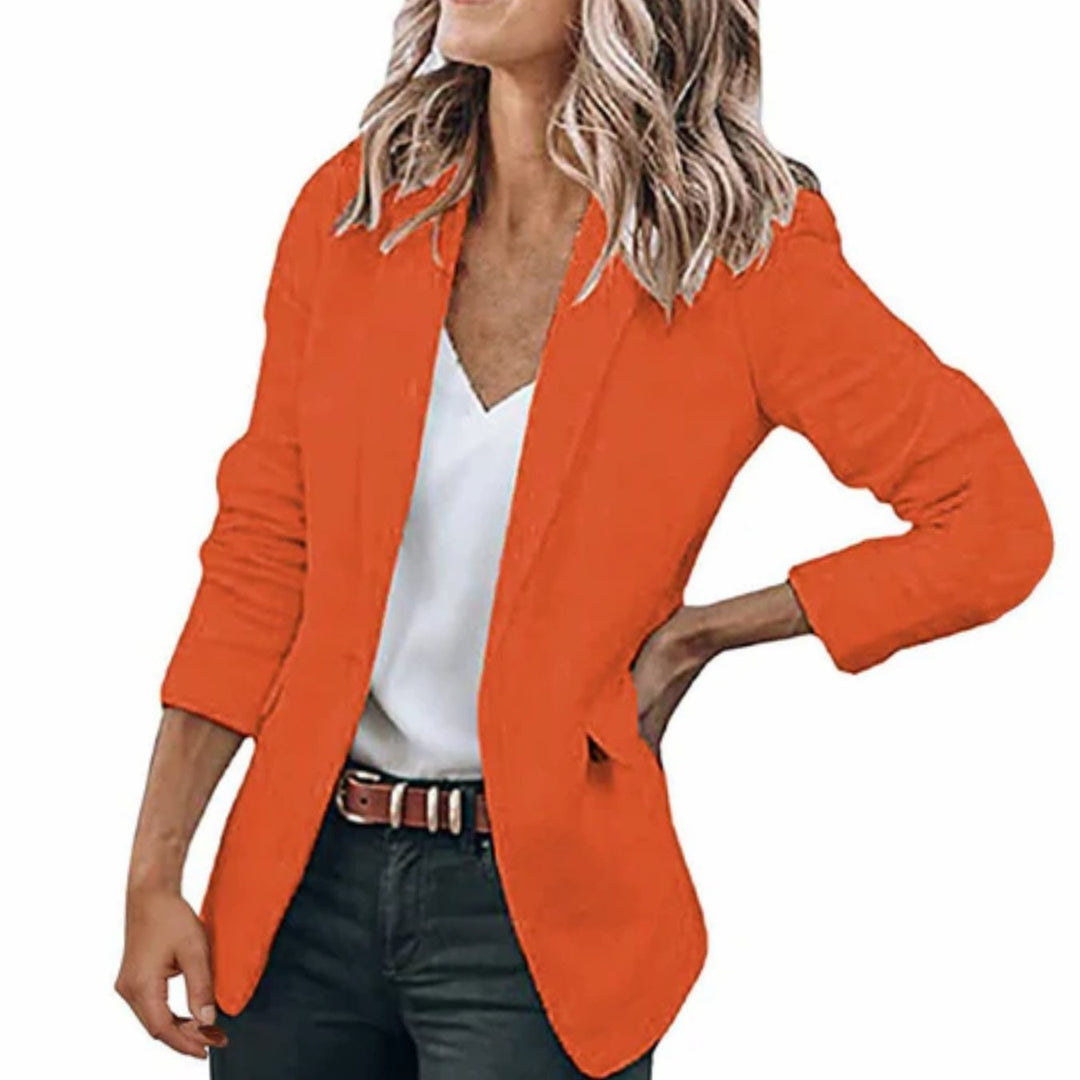 Women's Open Front Long Sleeve Work Blazer - Orange