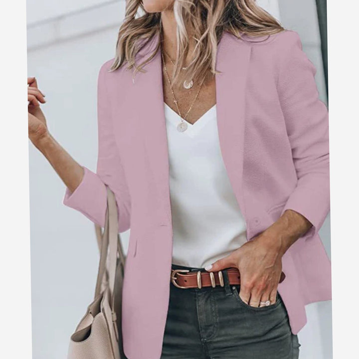 Women's Open Front Long Sleeve Work Blazer - Pink