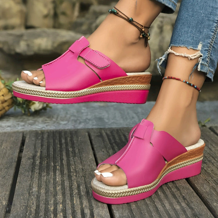 Women's Open-Toe Wedge Comfortable Sandals Hook-Loop Espadrille