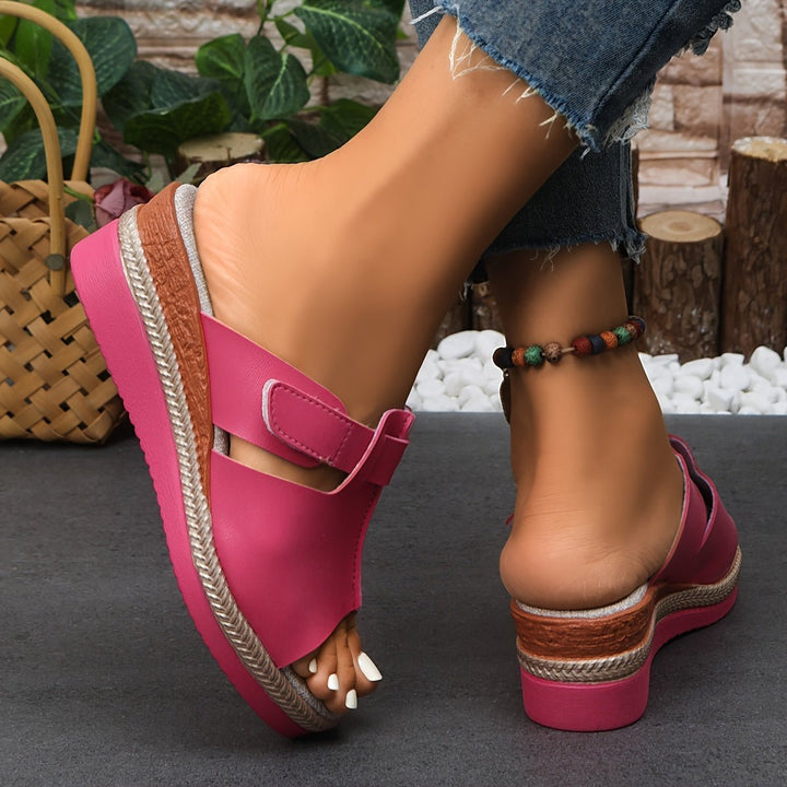 Women's Open-Toe Wedge Comfortable Sandals Hook-Loop Espadrille