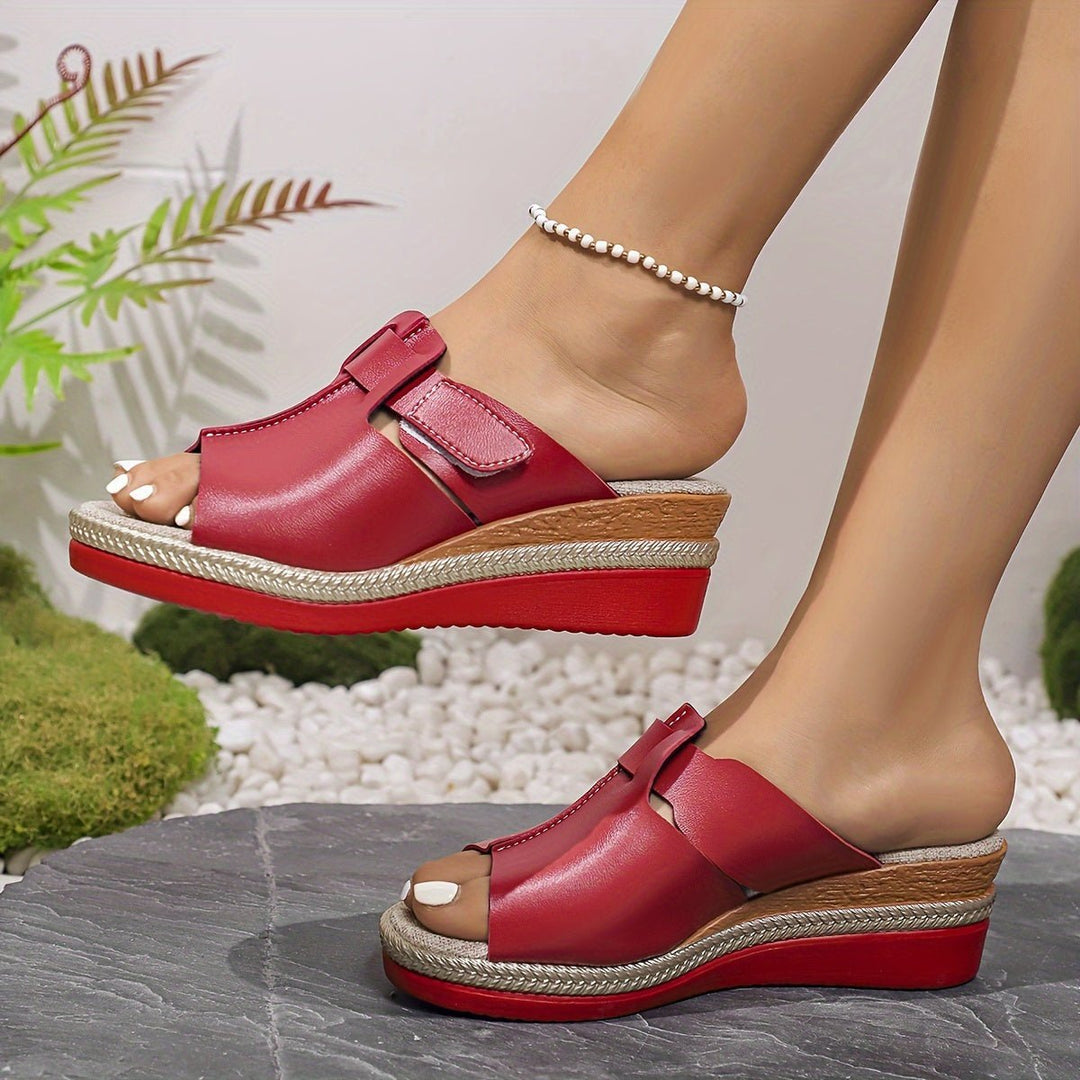 Women's Open-Toe Wedge Comfortable Sandals Hook-Loop Espadrille