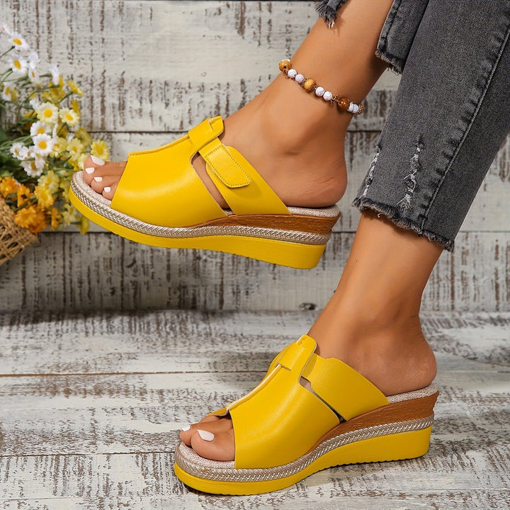 Women's Open-Toe Wedge Comfortable Sandals Hook-Loop Espadrille