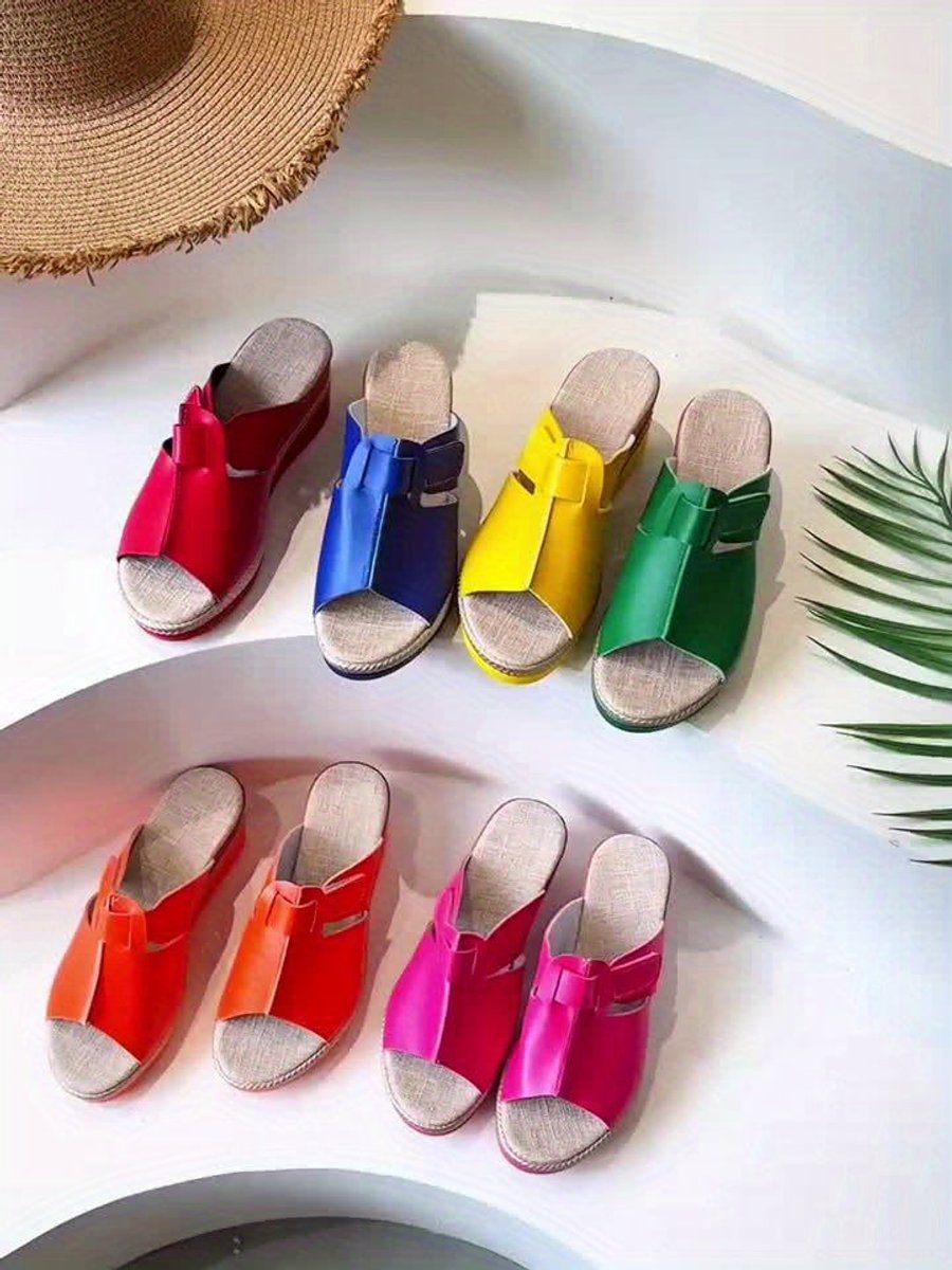 Women's Open-Toe Wedge Comfortable Sandals Hook-Loop Espadrille