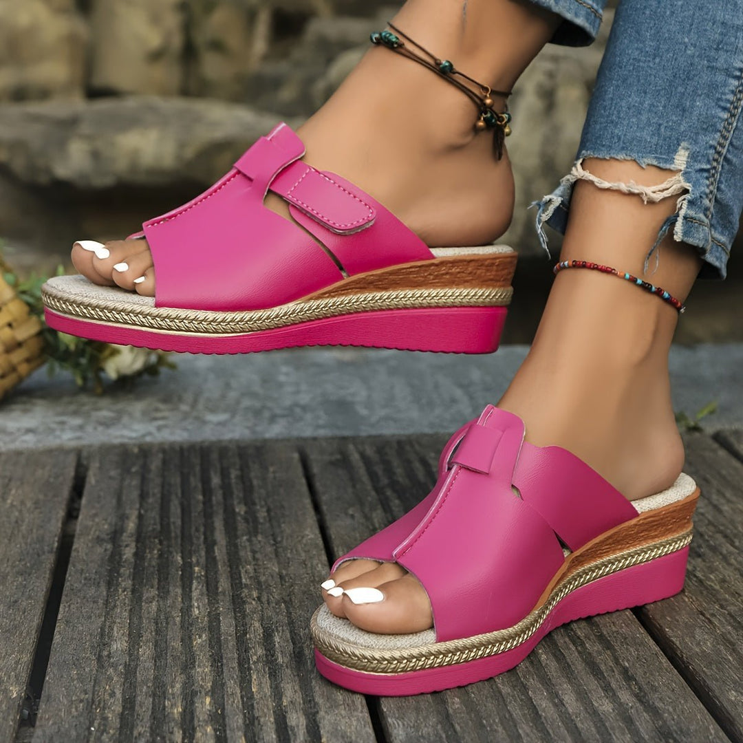 Women's Open-Toe Wedge Comfortable Sandals Hook-Loop Espadrille