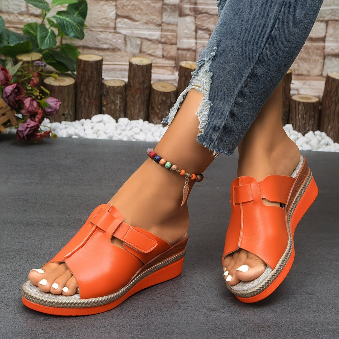 Women's Open-Toe Wedge Comfortable Sandals Hook-Loop Espadrille