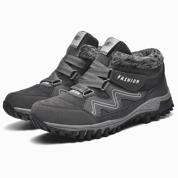 Women's Orthopedic Ankle Boots Faux Fur Lug-Sole Winter Sneaker Boots - Gray