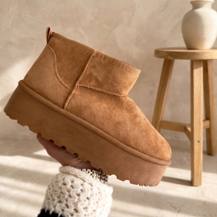 Women's Orthopedic Ankle Boots Platform Pull-On Lug Sole - Caramel