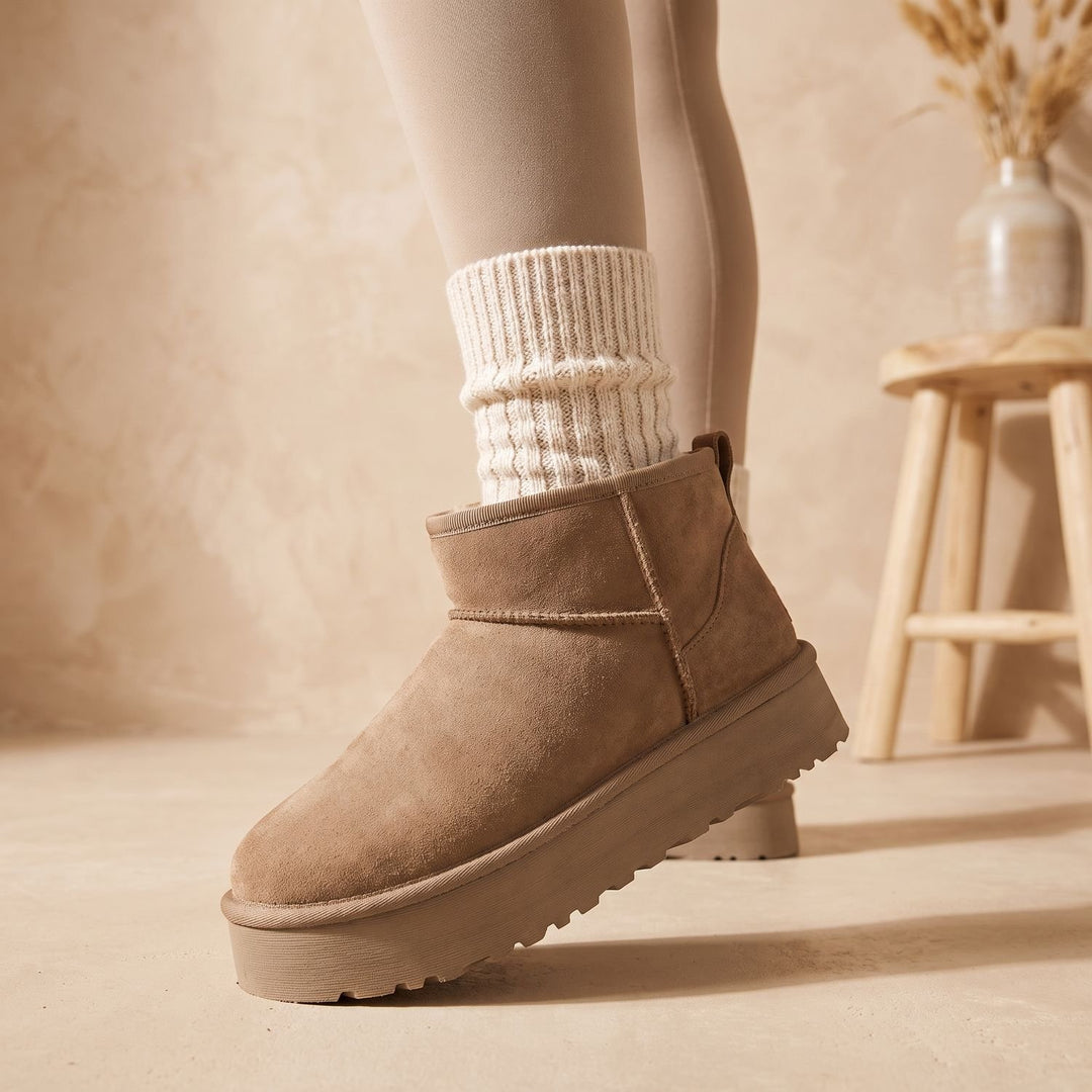 Women's Orthopedic Ankle Boots Platform Pull-On Lug Sole - Khaki