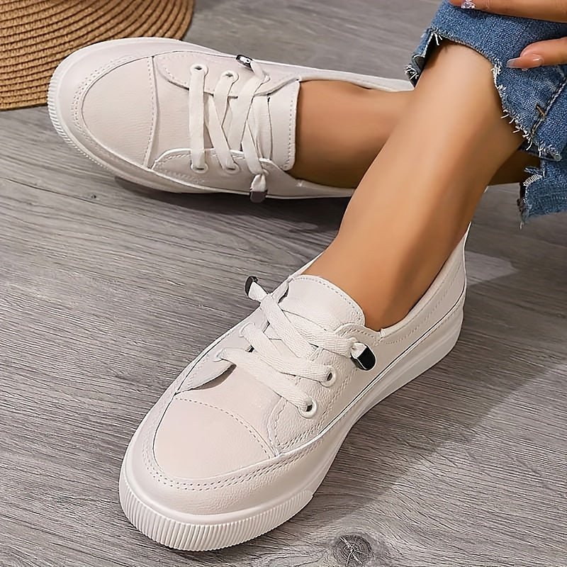 Women's Orthopedic Arch-Support Cushioned Lace-Up Sneakers - Beige