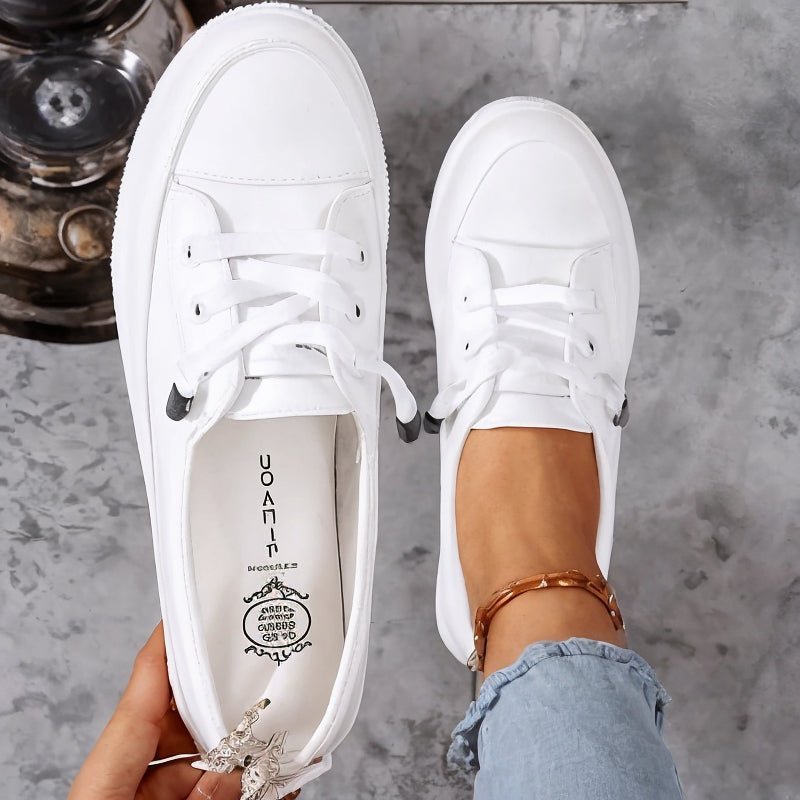 Women's Orthopedic Arch-Support Cushioned Lace-Up Sneakers - White