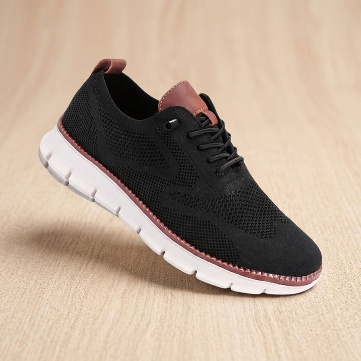 Women's Orthopedic Arch-Support Lace-Up Knit Sneakers - Black