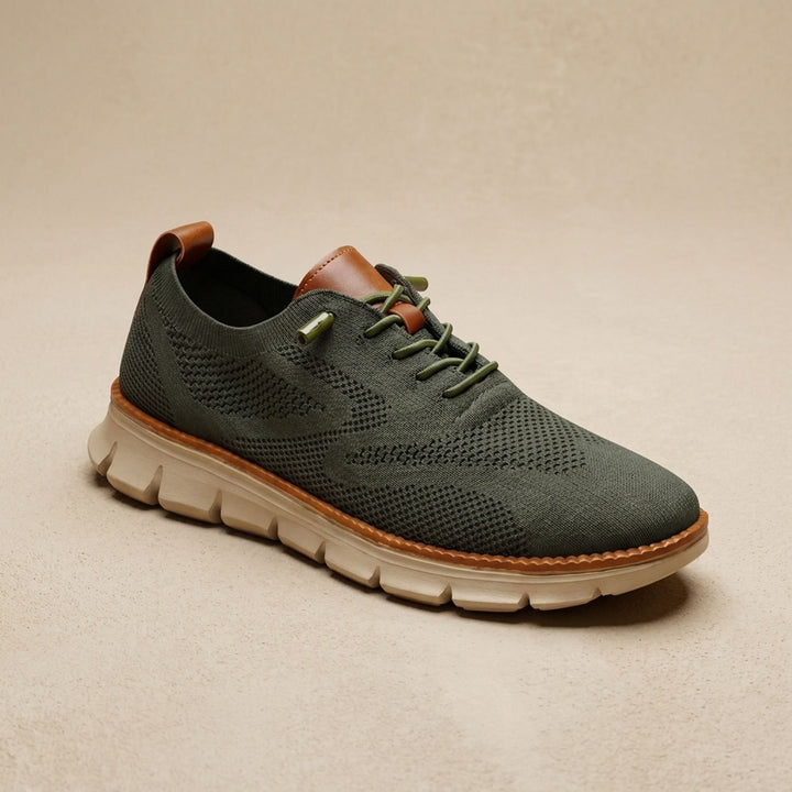 Women's Orthopedic Arch-Support Lace-Up Knit Sneakers - Olive