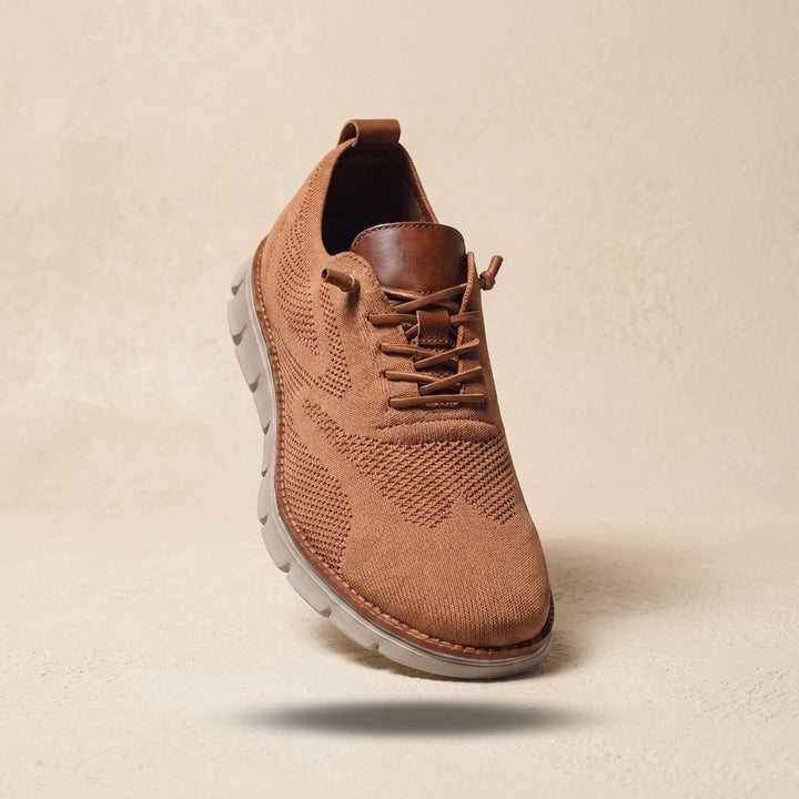 Women's Orthopedic Arch-Support Lace-Up Knit Sneakers - Caramel