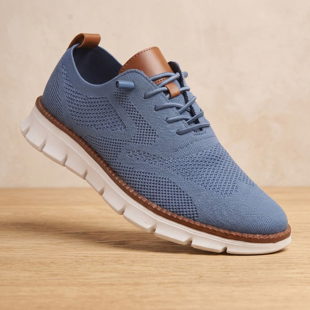 Women's Orthopedic Arch-Support Lace-Up Knit Sneakers - Blue