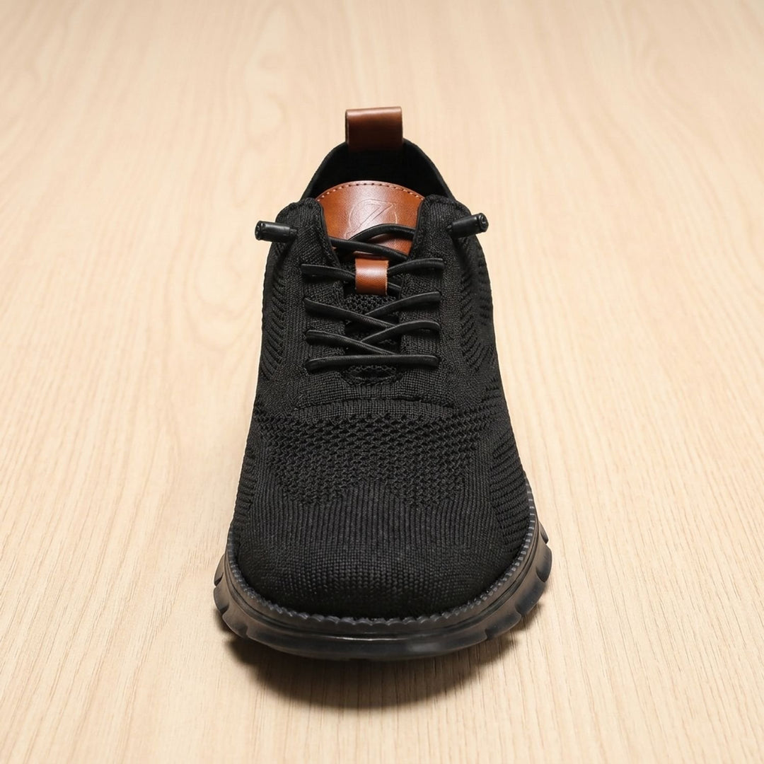 Women's Orthopedic Arch-Support Lace-Up Knit Sneakers - Double Black