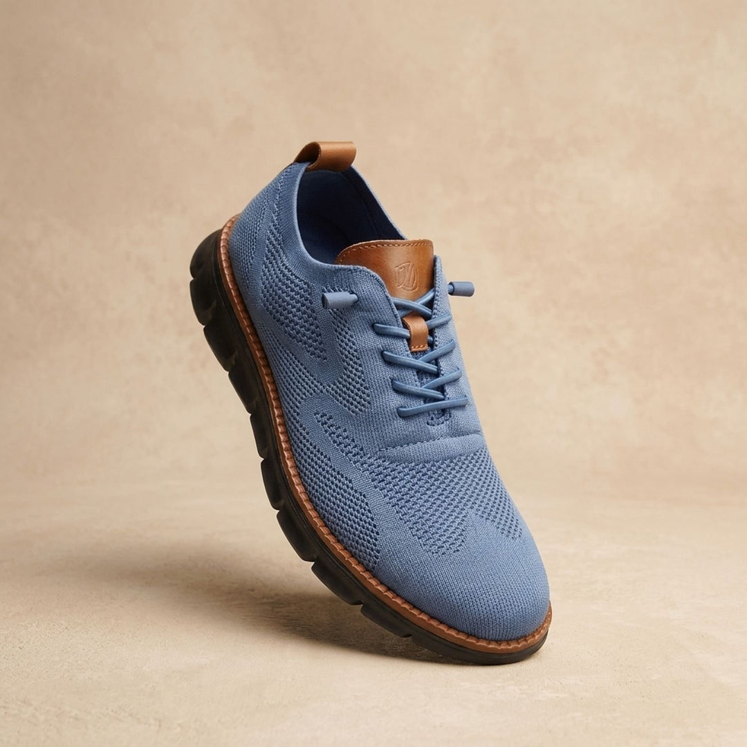 Women's Orthopedic Arch-Support Lace-Up Knit Sneakers - Blue Black