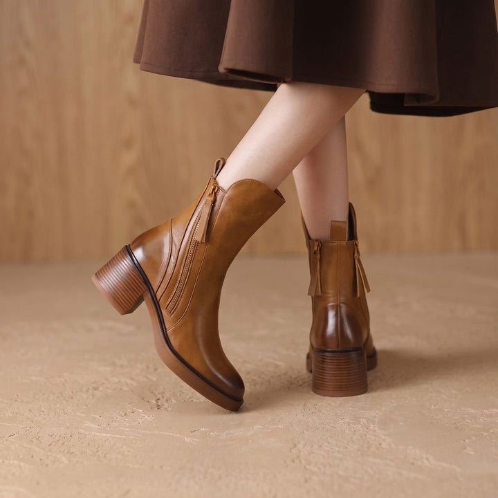 Women's Orthopedic Block-Heel Side-Zip Ankle Boots