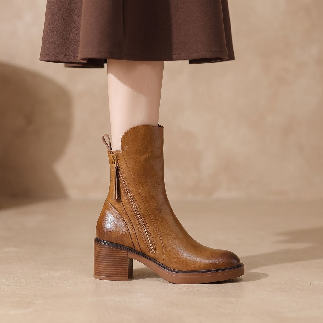 Women's Orthopedic Block-Heel Side-Zip Ankle Boots