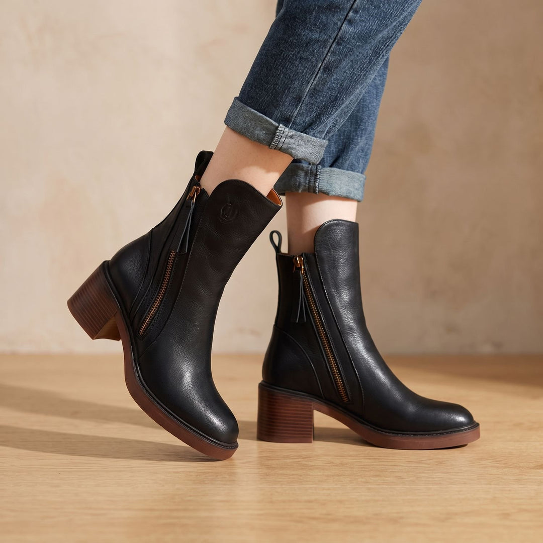 Women's Orthopedic Block-Heel Side-Zip Ankle Boots