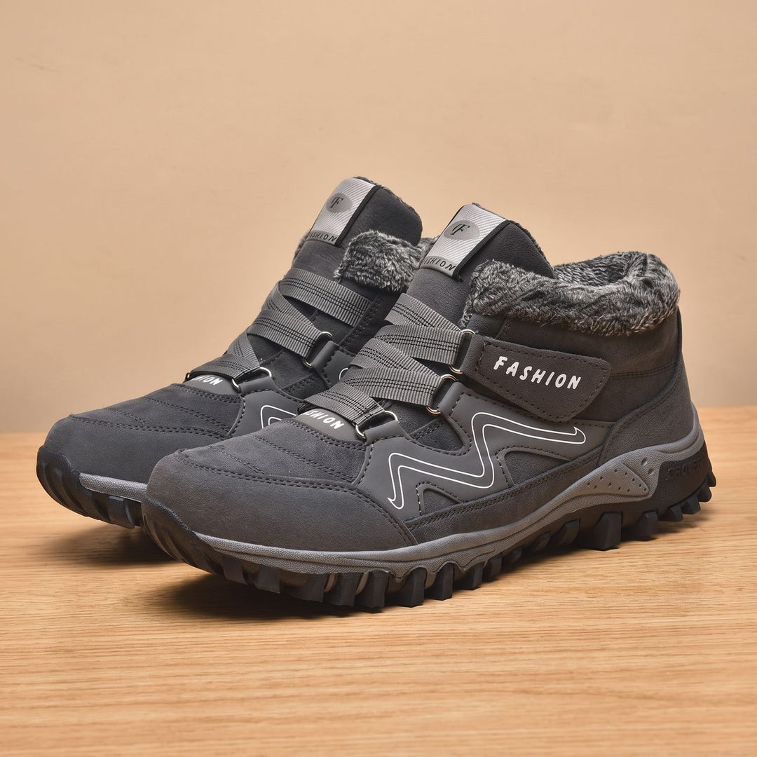 Women's Orthopedic Boots Faux Fur Lace-Up Winter Ankle Boots - Gray