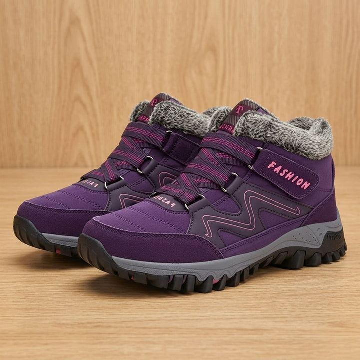 Women's Orthopedic Boots Faux Fur Lace-Up Winter Ankle Boots - Purple
