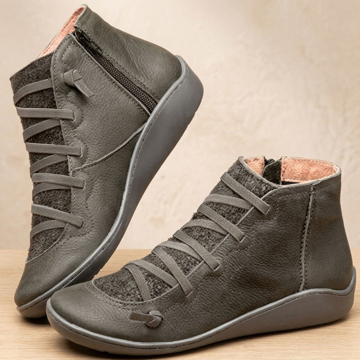 Women's Orthopedic Boots Lace-Up Side-Zip Flat Ankle Booties