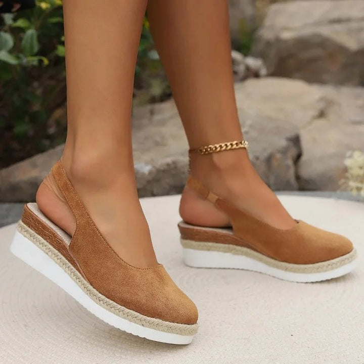 Women's Orthopedic Closed-Toe Espadrille Slingback Wedge Sandals