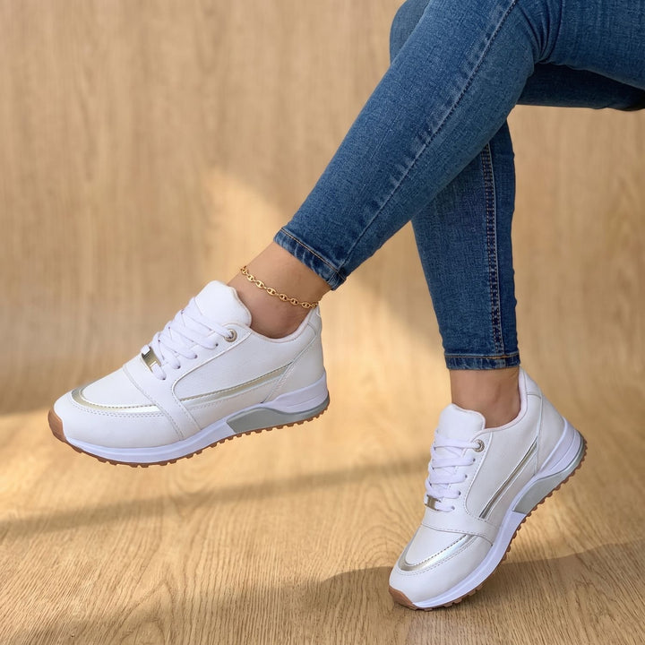 Women's Orthopedic Comfort Lace-Up Cushioned Sneakers - White