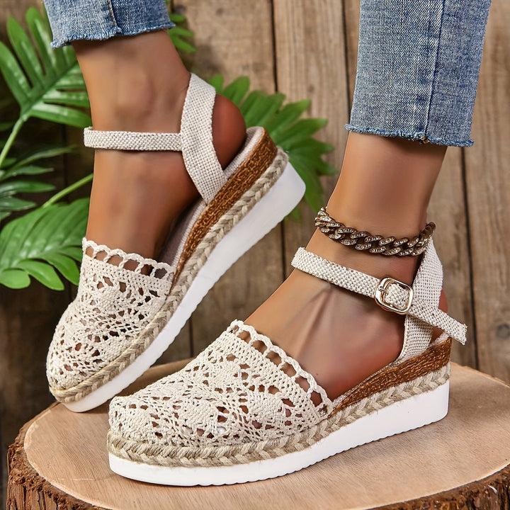 Women's Orthopedic Crochet Ankle-Strap Comfortable Sandals - Beige