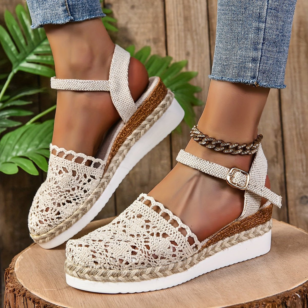 Women's Orthopedic Crochet Platform Espadrille Sandals