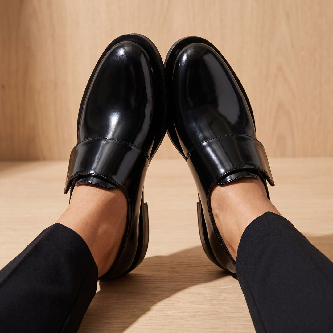 Women's Orthopedic Dress Shoes Glossy Strap Slip-On Loafers