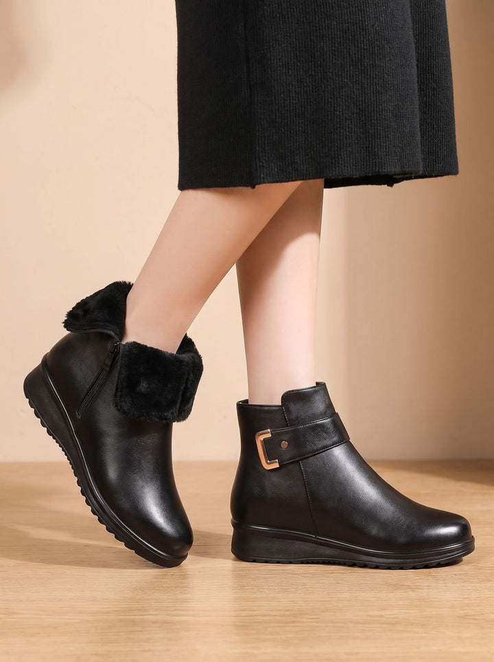 Women's Orthopedic Fur-Lined Wedge Ankle Boots