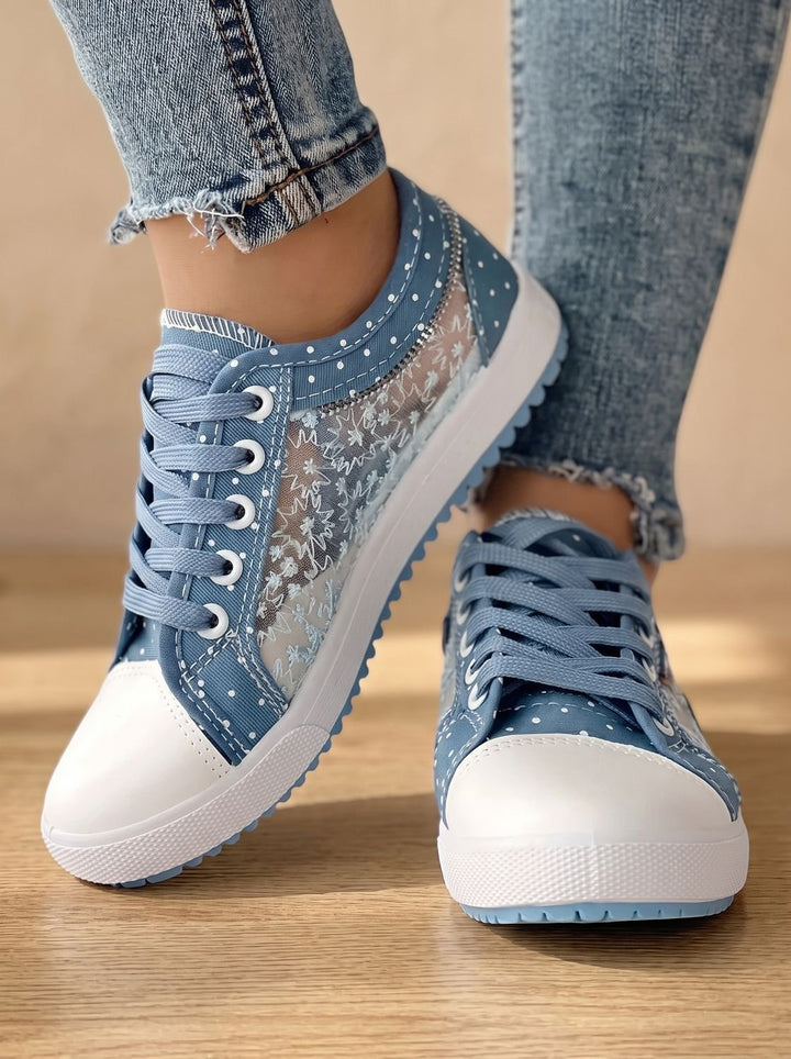 Women's Orthopedic Lace-Up Floral Mesh Low-Top Sneakers