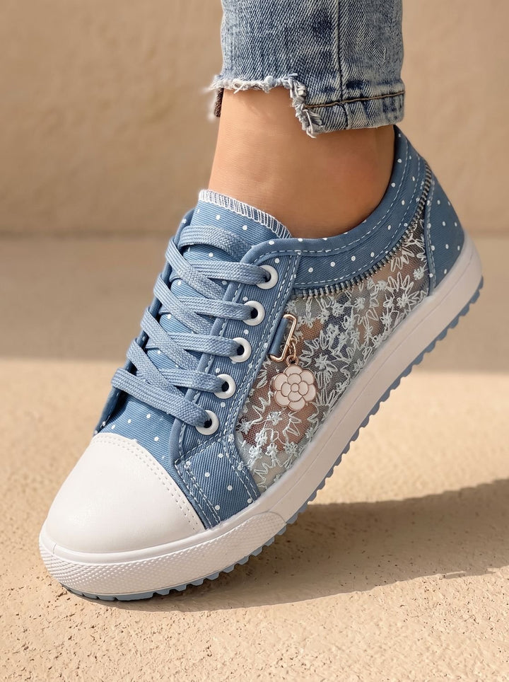 Women's Orthopedic Lace-Up Floral Mesh Low-Top Sneakers