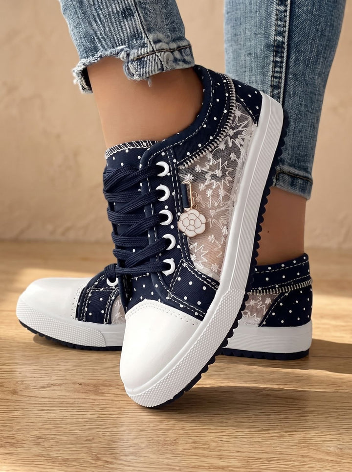 Women's Orthopedic Lace-Up Floral Mesh Low-Top Sneakers