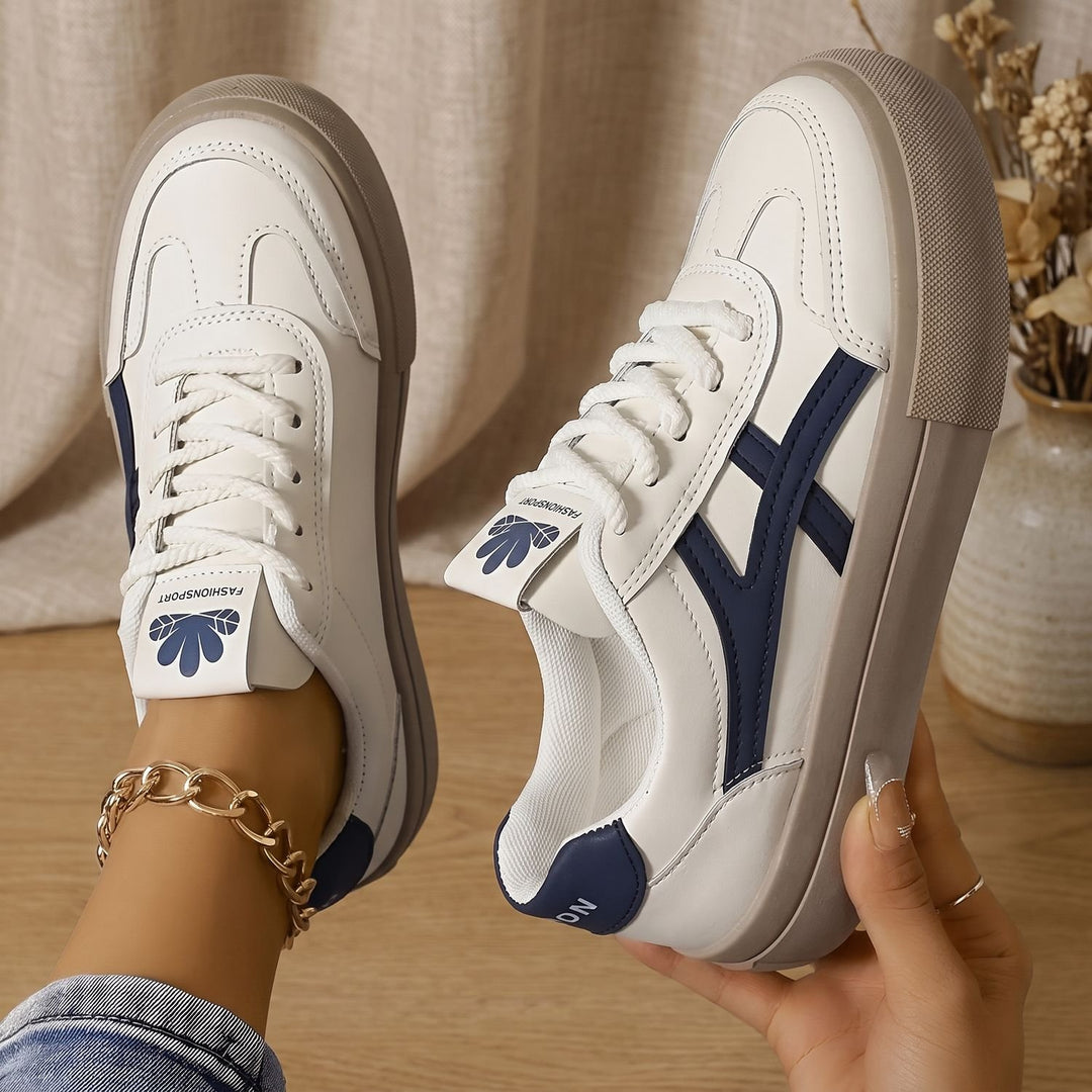 Women's Orthopedic Lace-Up Low-Top Sneakers Wide-Heel Support - Blue