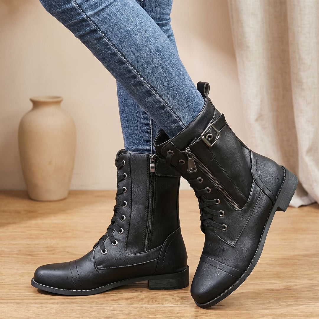 Women's Orthopedic Lace-Up Side-Zip Combat Ankle Boots