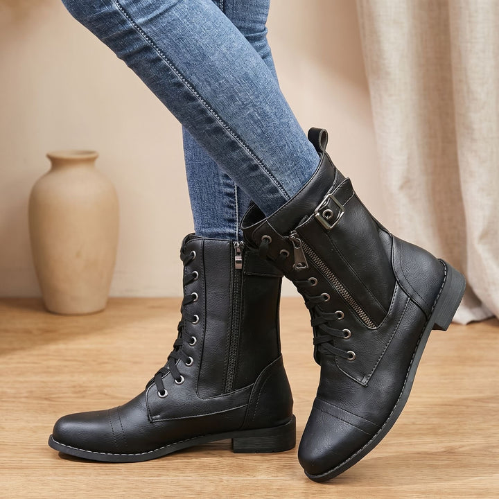 Women's Orthopedic Lace-Up Side-Zip Combat Ankle Boots
