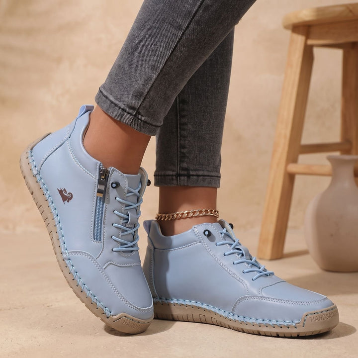 Women's Orthopedic Lace-Up Side-Zip Low-Top Sneakers - Blue