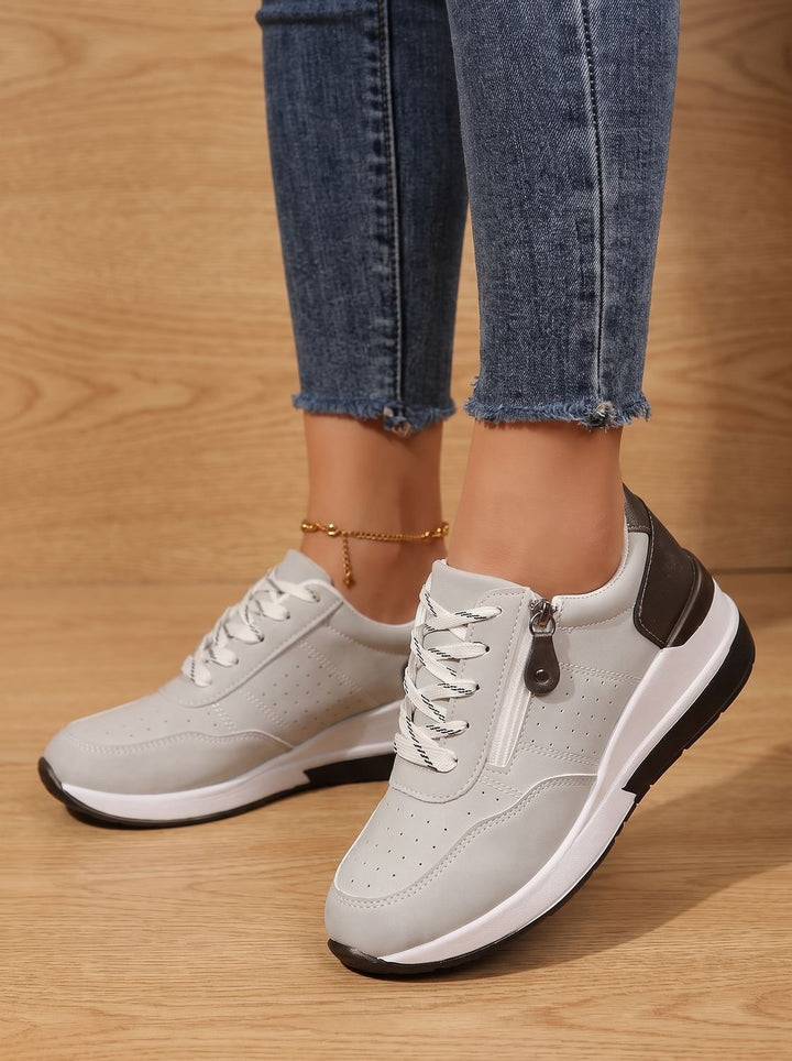 Women's Orthopedic Lace-Up Side-Zip Platform Sneakers