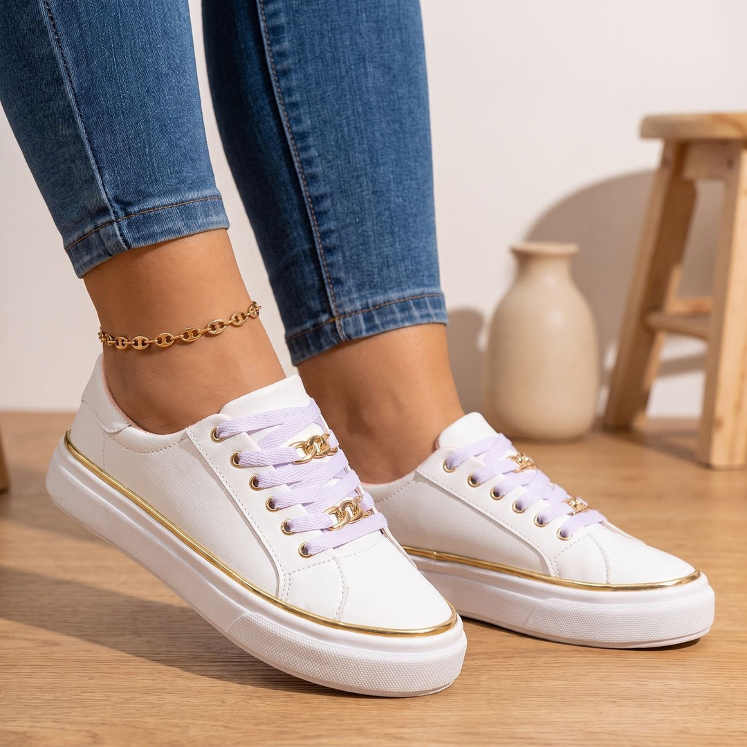 Women's Orthopedic Lace-Up Supportive Platform Sneakers - White