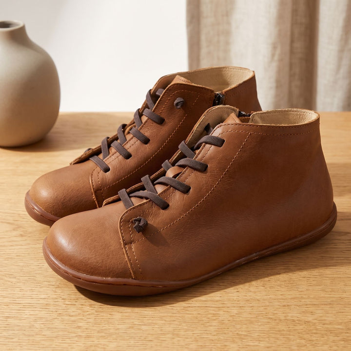 Women's Orthopedic Leather Lace-Up Ankle Booties - Brown