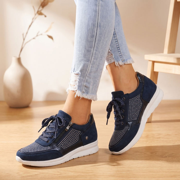 Women's Orthopedic Rhinestone Lace-Up Zipper Sneakers