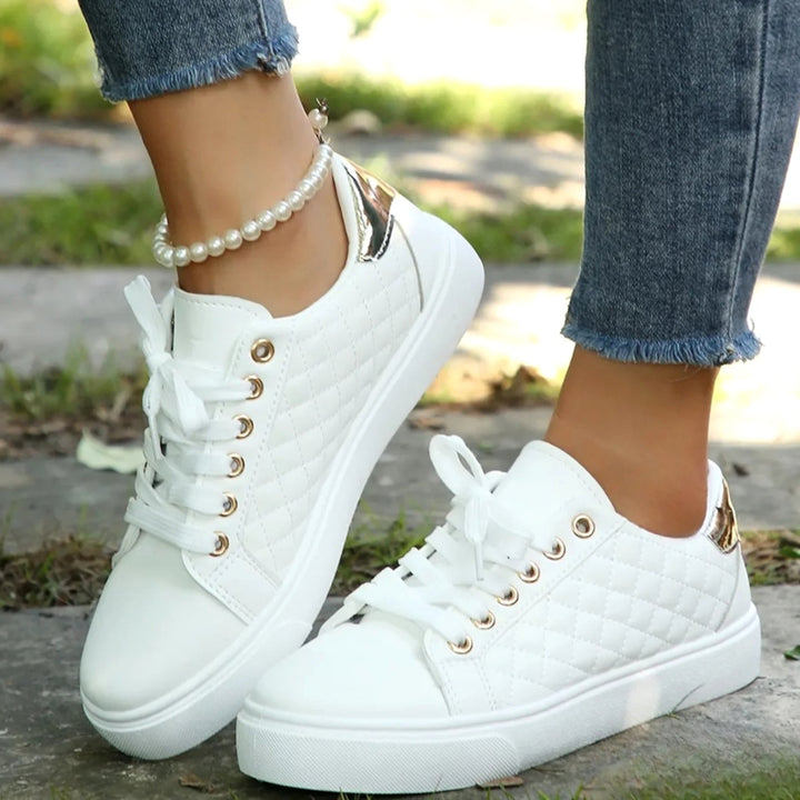 Women's Orthopedic Shoes Quilted Lace-Up Flatform Sneakers
