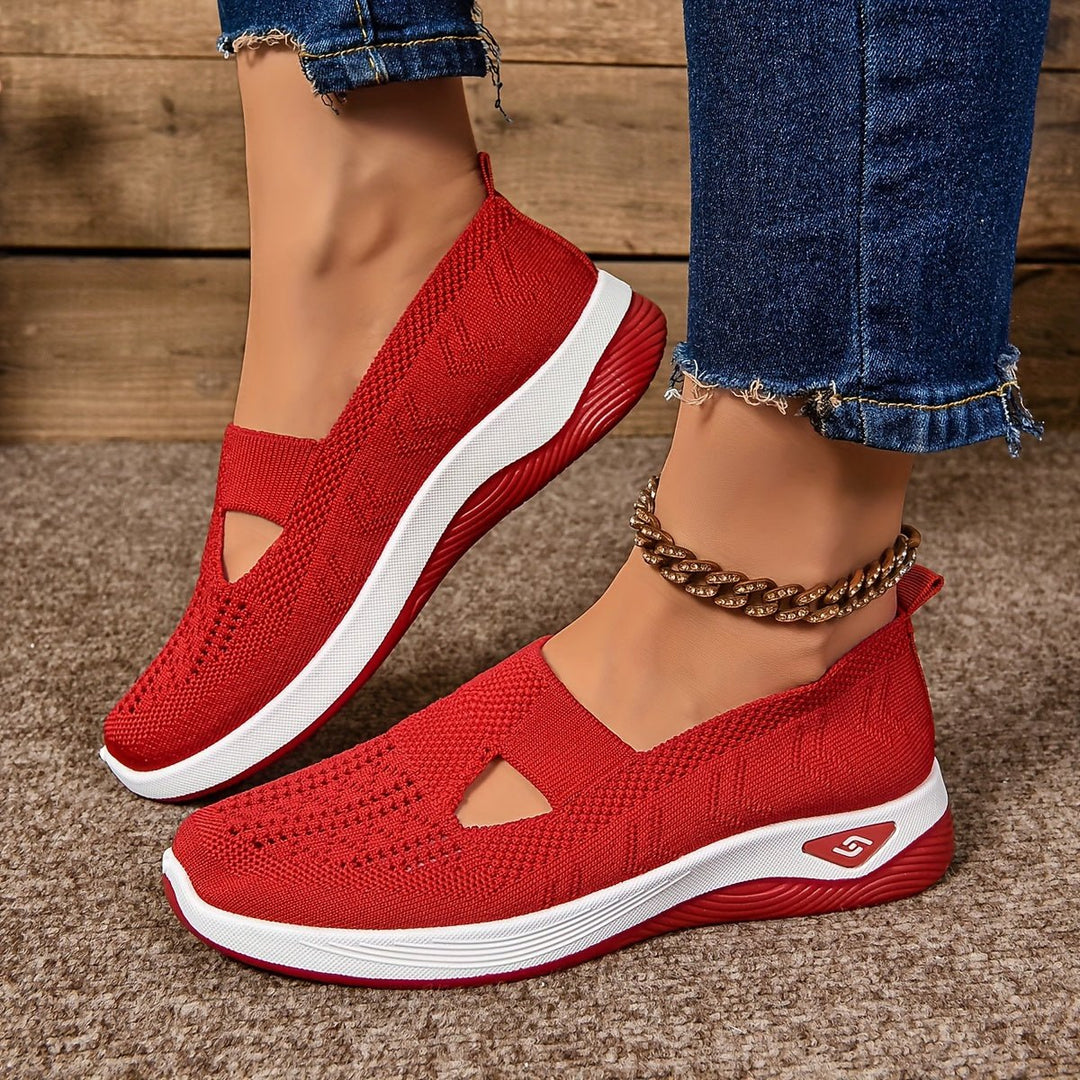 Women's Orthopedic Slip-On Comfortable Sandals Knit Sneakers - Red